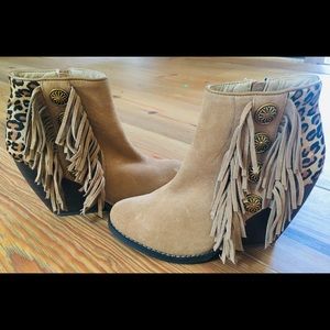 Leopard suede bootie. Never been worn!!
